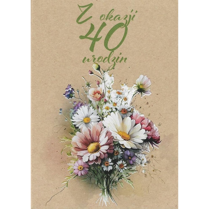 Felicitare Urodziny 40, TREND, cu plic si urari in interior