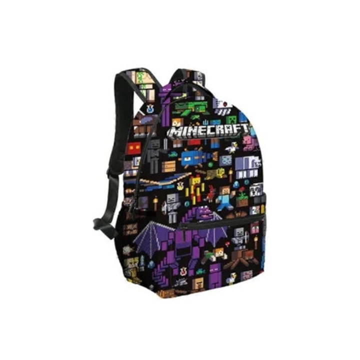 Ghiozdan Minecraft pentru scolari, capacitate mare, model Aquaforge