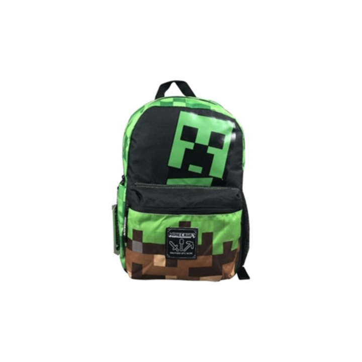 Ghiozdan scolar Minecraft, pentru copii, negru/verde
