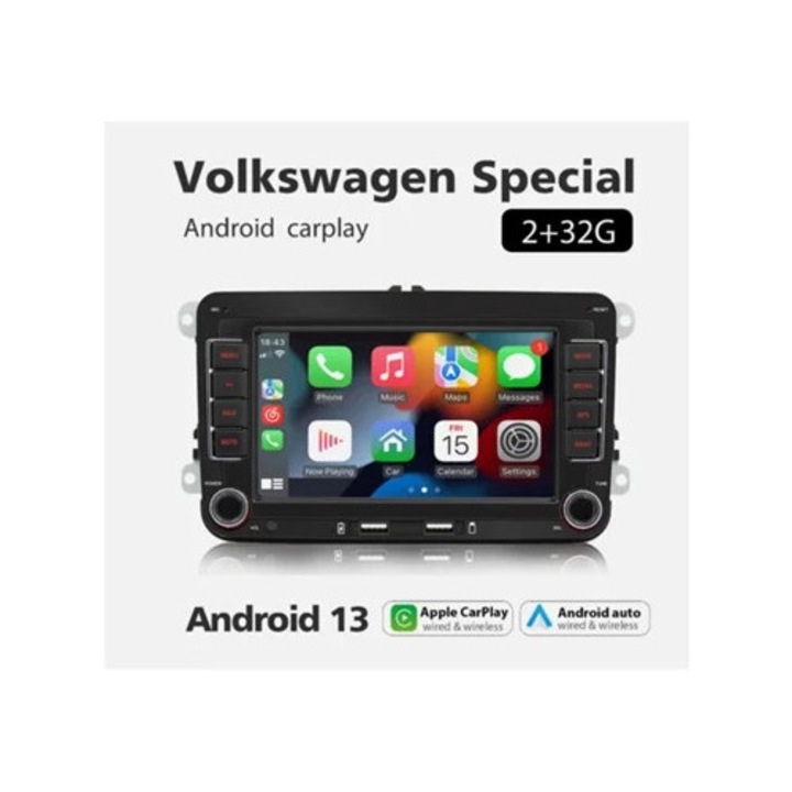 7 hüvelykes GPS navigációs rendszer Android és Apple CarPlay funkcióval, VW Golf Mk5, Polo, Passat, Jetta