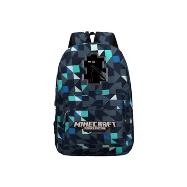 Ghiozdan Minecraft Aquaforge, albastru, pentru clasa a 7-a