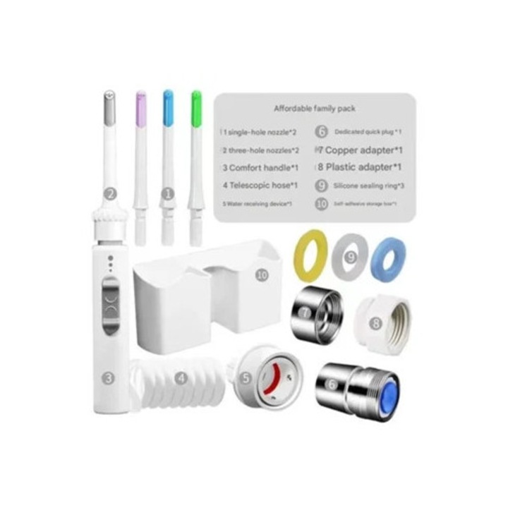 Irigator bucal cu 6 duze, HFD Home, Alb