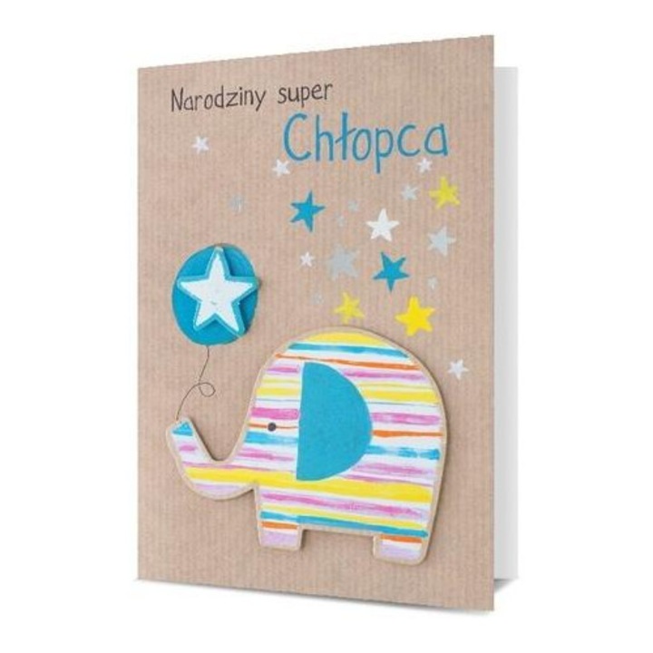 Felicitare Pan Dragon, Karnet Narodzini, multicolor, cu 3D, set cu envelopa