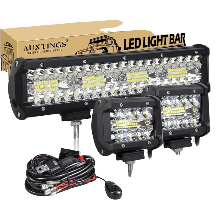 Proiector LED 12in, 240W, design waterproof, 324000 lumeni, aluminiu diecast