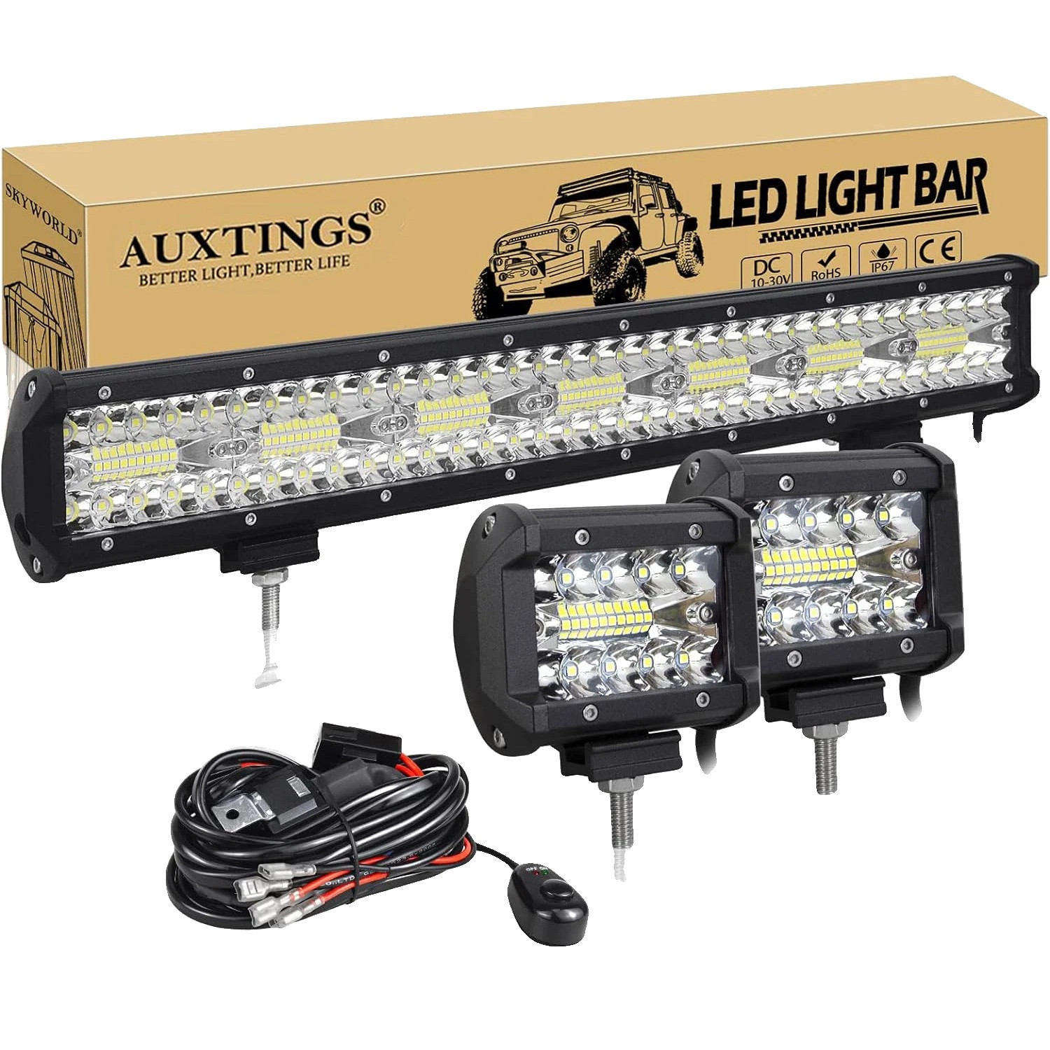 Proiector LED 20in, 420W, design waterproof, 324000 lumeni, aluminiu diecast