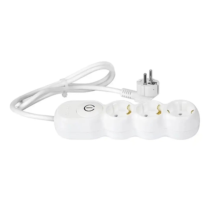 Електрически удължител 3500W 3G1.5 бял 3 контакта 3м с превключвател Wconn AL3115A03