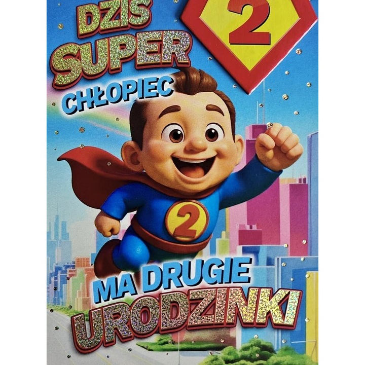 Felicitare YEKU Urodziny Superbohater, cu elemente decorative, 10x15cm