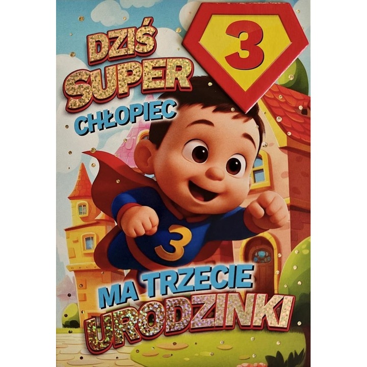 Felicitare Urodziny YEKU Superbohater, cu elemente decorative, 10x15cm