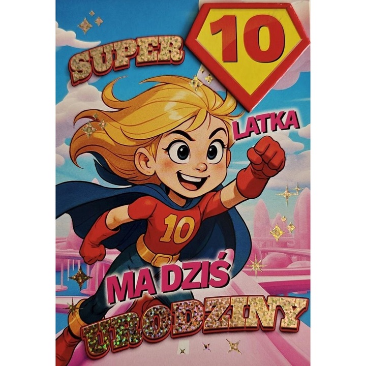 Felicitare YEKU Urodziny 10, Superbohaterka, multicolor