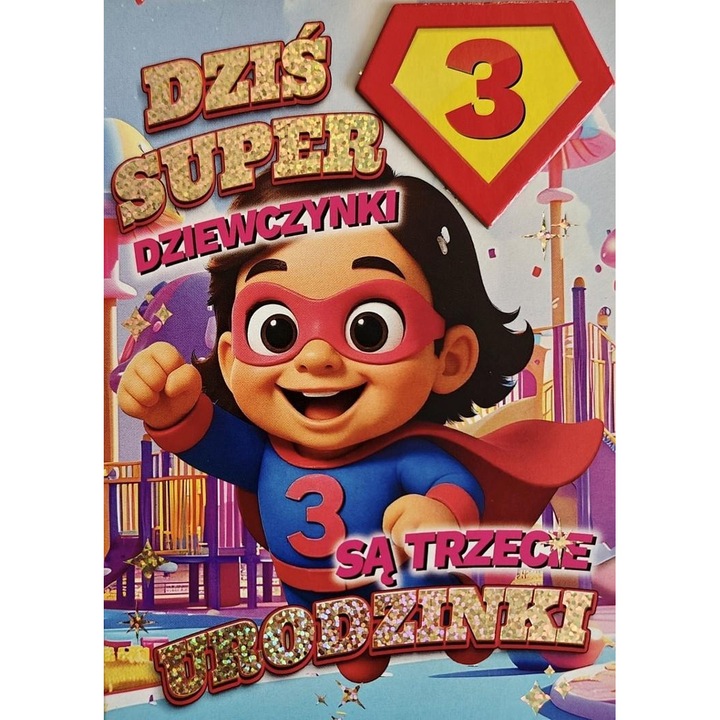 Felicitare Urodziny YEKU 3, Superbohaterka, multicolor