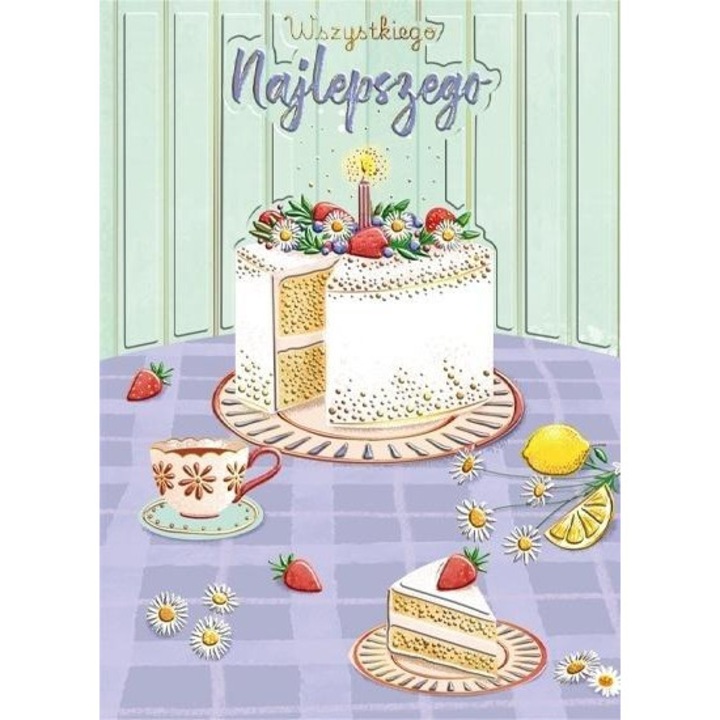 Felicitare set B6 Henry, Tort pe masa, zlocit, cu envelopa