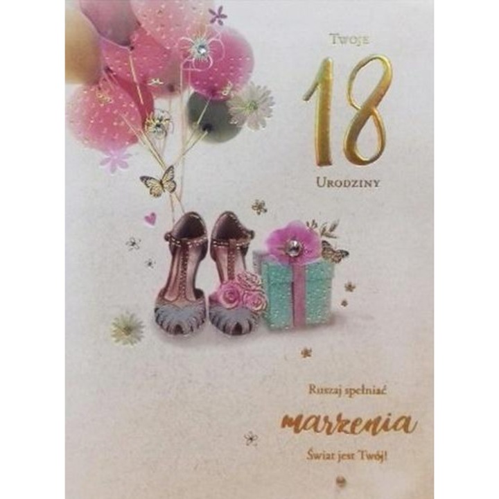 Felicitare Urodziny, Pan Dragon, 18 ani, 19x13cm, set cu envelopa