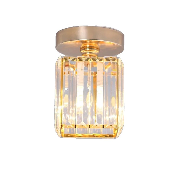 Mennyezeti lámpa, modern design, sokoldalú alkalmazás, arany, 15x15x17cm, LED izzóval