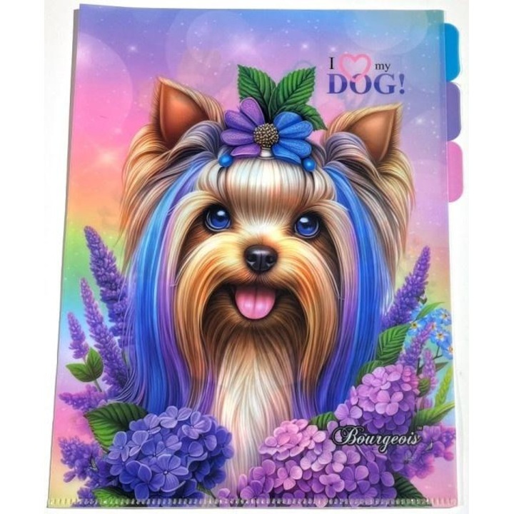 Mapa A4+ FRESH cu 3 compartimente, plastic, model Piesek