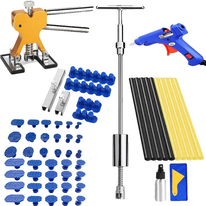 Set de unelte pentru repararea denivelarilor auto, multiple unelte, design prietenos, dimensiuni compacte