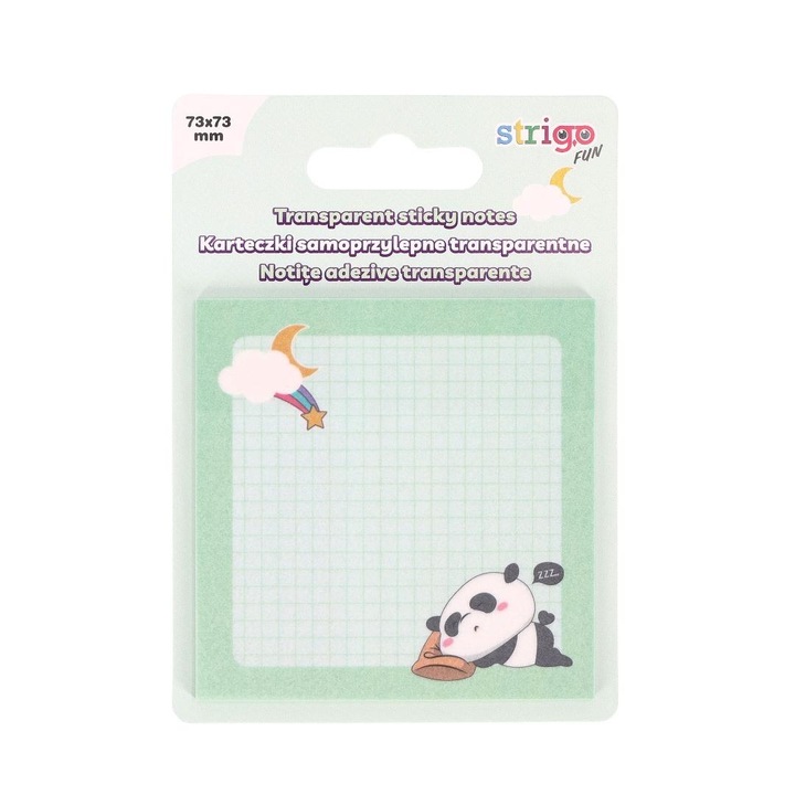 Notite adezive transparente 73x73 mm, 50 file, Strigo menta pastel