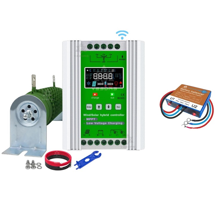 Controler de incarcare solara, 2000W cu echilibru, cu Wifi, auto 12V 24V, 165x140x66mm