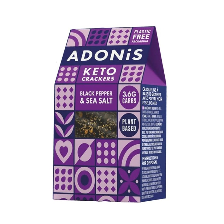 Crackers Keto, Adonis, Piper Negru si Sare de Mare, 60 gr