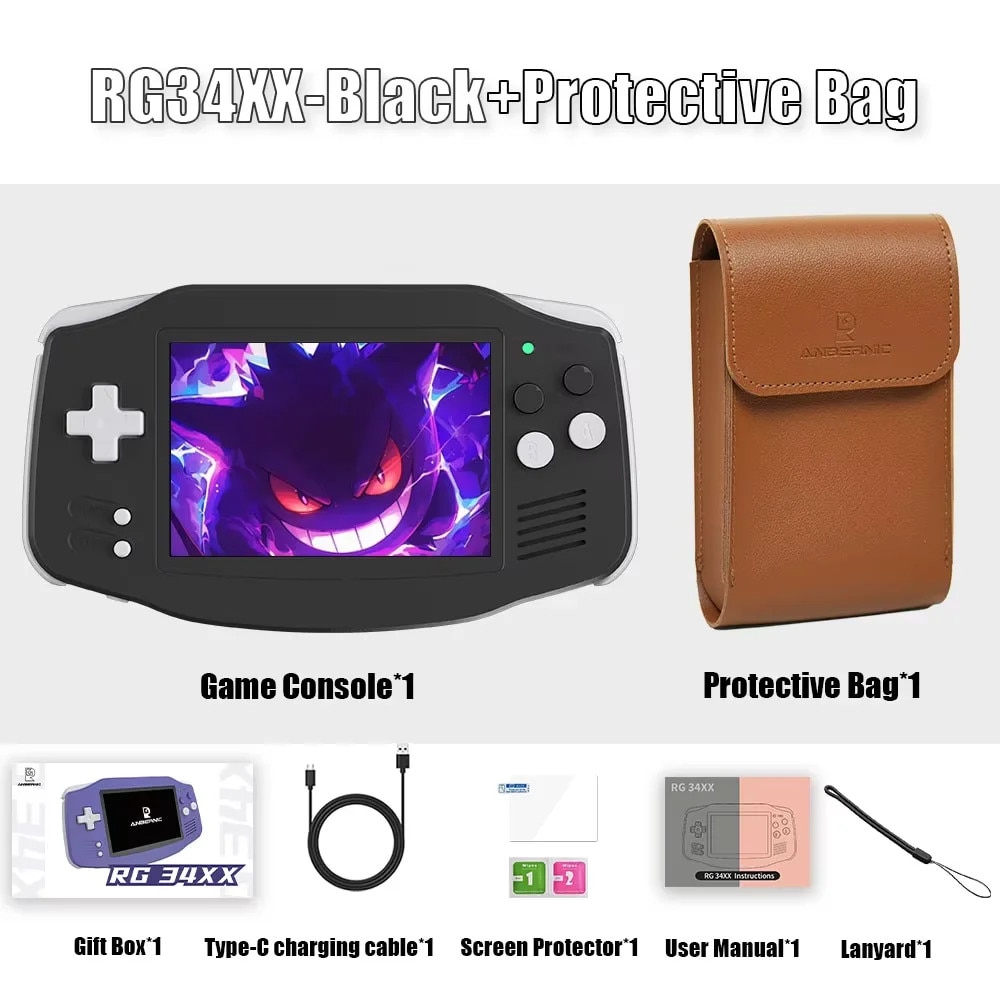 Consola de jocuri portabila, 3.4 inch, player multimedia, negru, 64GB, 5K jocuri