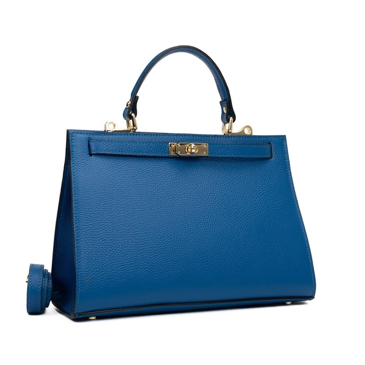 Poseta Piele Theodora - Albastru Inchis, Geanta Casual din Piele Naturala, Geanta, Genti