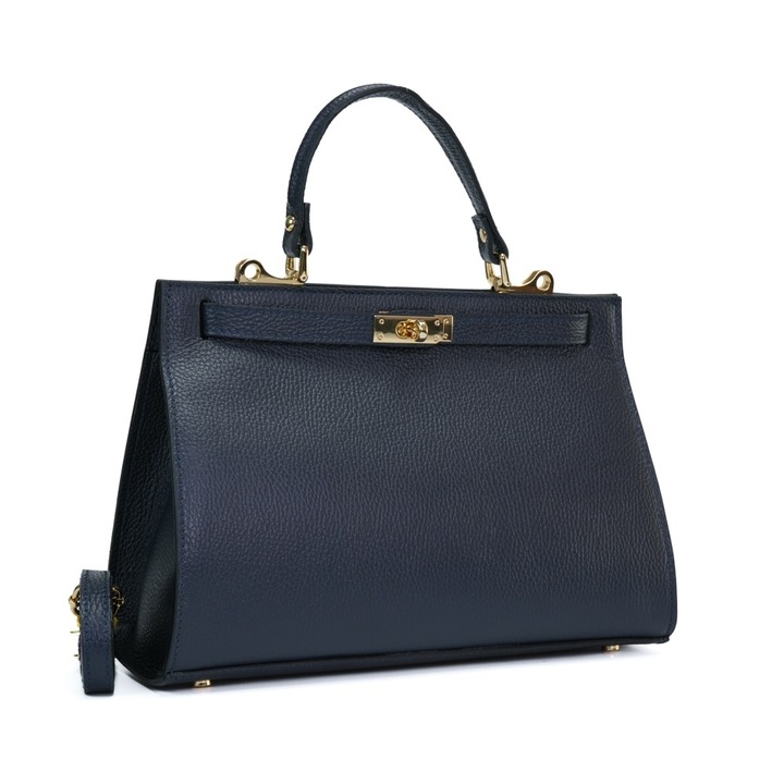 Poseta Piele Theodora - Bleumarin, Geanta Casual din Piele Naturala, Geanta, Genti