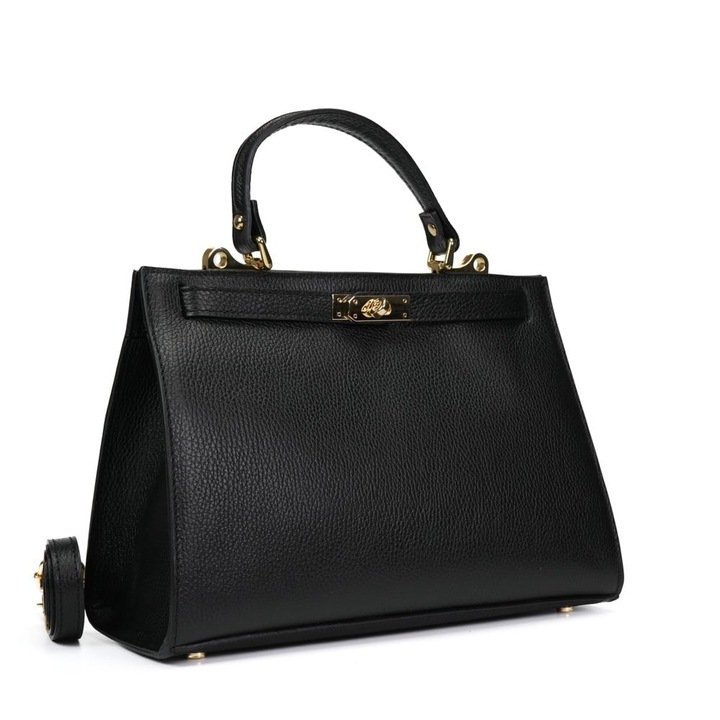 Poseta Piele Theodora - Negru, Geanta Casual din Piele Naturala, Geanta, Genti