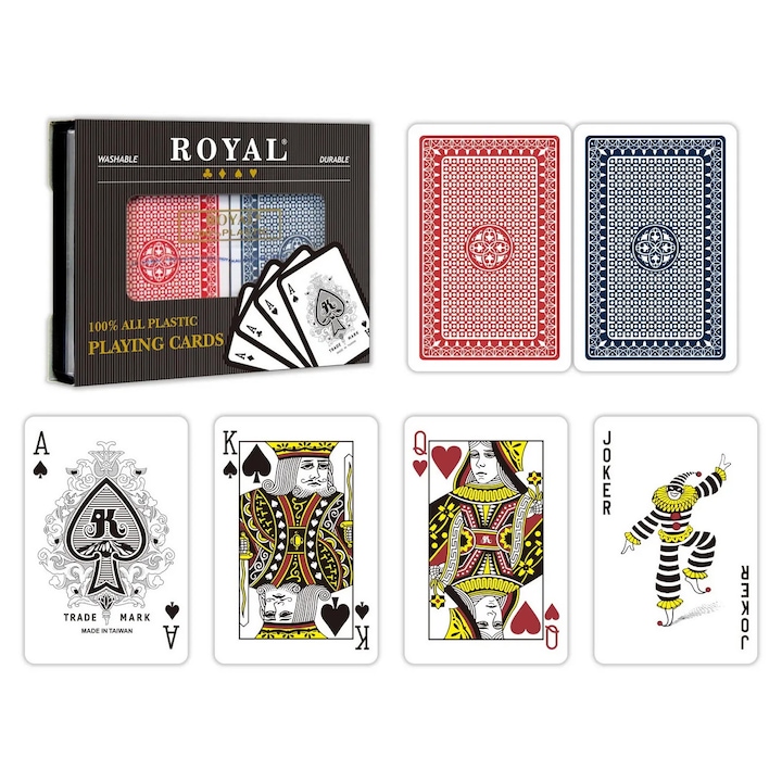 Комплект от 2 пакета карти Royal Canasta Poker от пластмаса