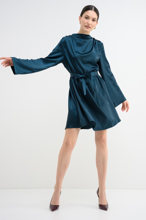 Vila, Къса свободна рокля с дълги ръкави, Тъмнозелен