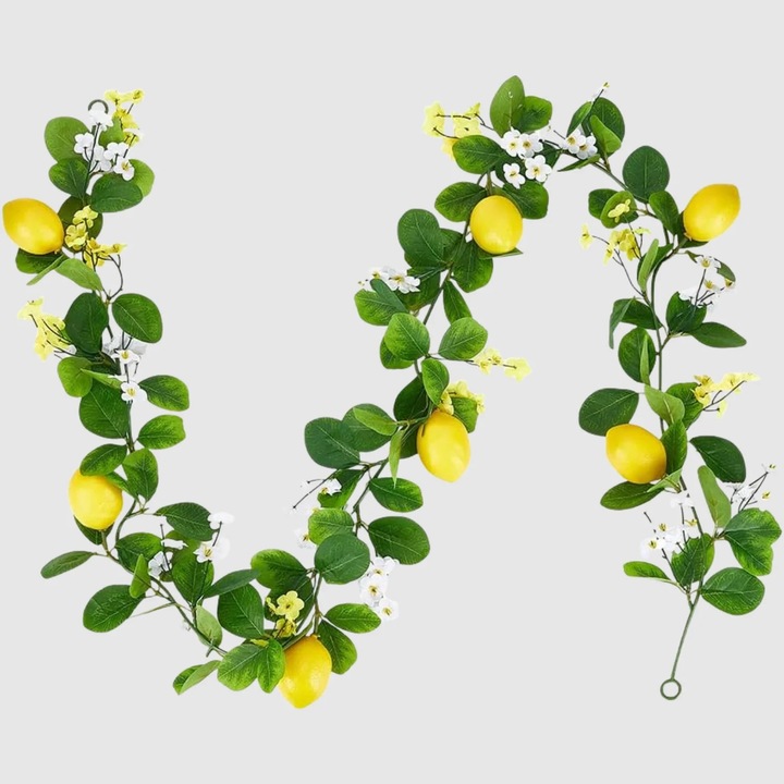 Ghirlandă artificială, Artificiale Rolio, 1, 75m, 7 lămâi, galben-verde