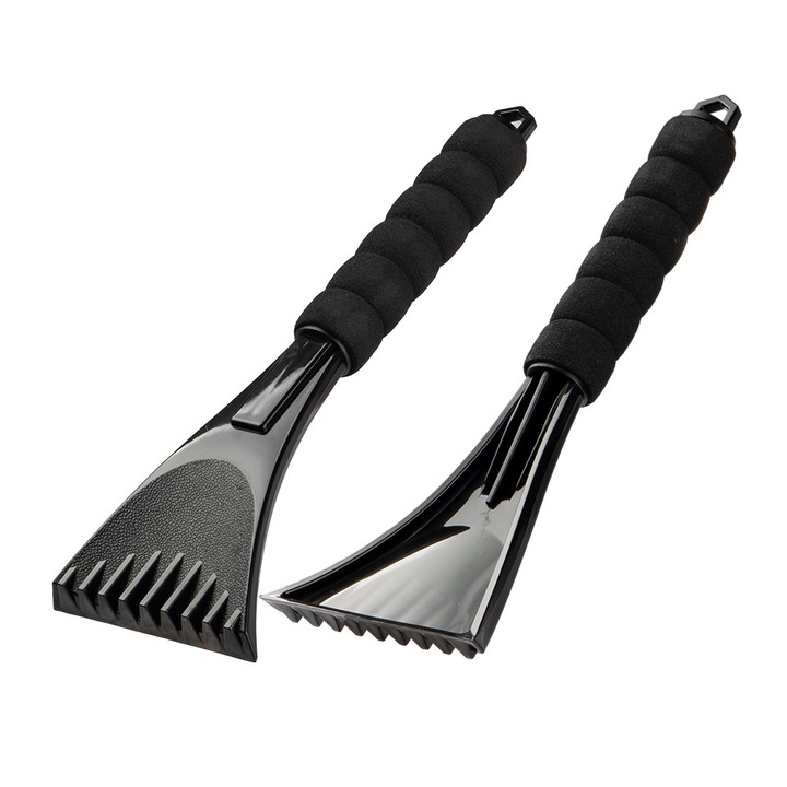 Racleta rezistenta pentru deszapezire, VisZone, Razuitoare gheata, 2 in 1, Maner ergonomic din spuma EVA, Multifunctionala, Negru