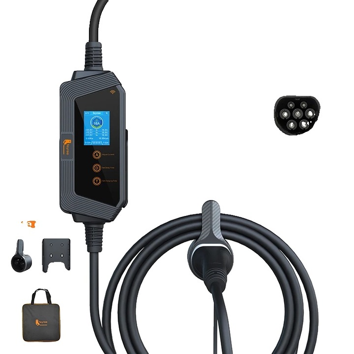 Incarcator portabil pentru vehicule electrice, 11KW, control Wi-Fi, cablu 5m, impermeabil IP66