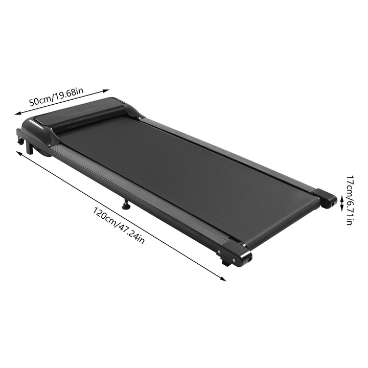 Banda de alergat pliabilă, telecomandă, neagră, 120x50x17cm