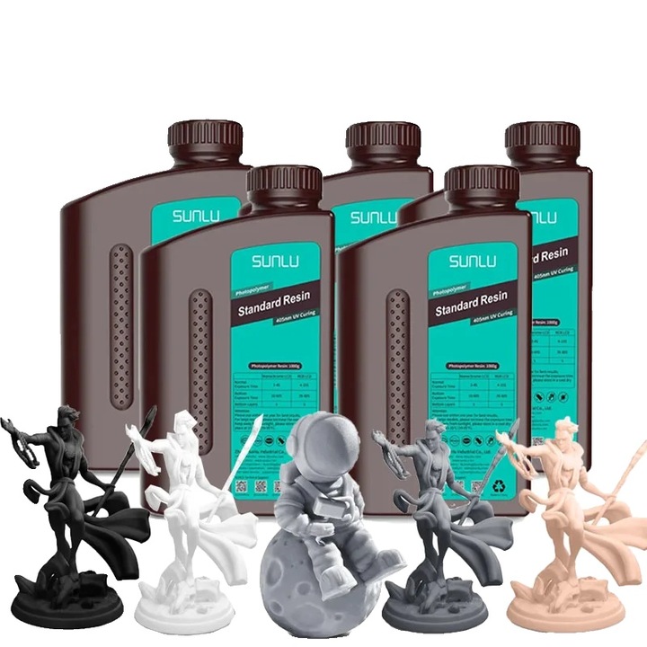Fotopolimer gyanta készlet, SUNLU, Standard MIX1, 5 x 1KG, 405nm, többszínű