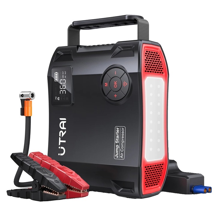 Стартерно устройство за кола, 2000A JS-5, въздушен компресор 150PSI, капацитет на батерията 16000mAh, 12V