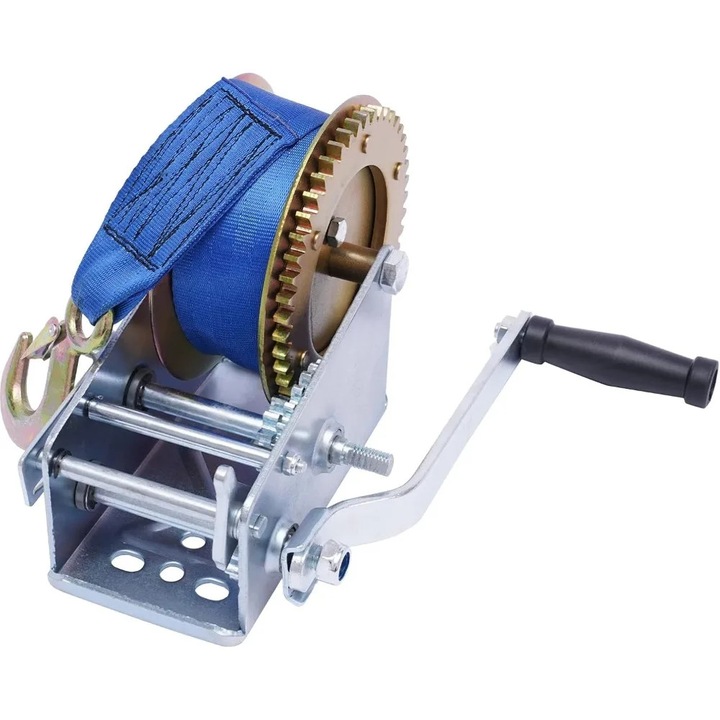 Troliu manual cu franghie, Profesional, Capacitate 3500 lbs, Lungimea franghiei 10m, Ideal pentru Atelier, Garaj, Remorca, Barca, Culoare Albastru