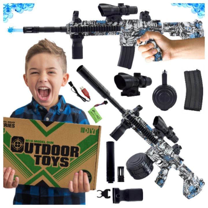 Комплект играчка картечница, Skleplolki, черна, 80x25x10 см