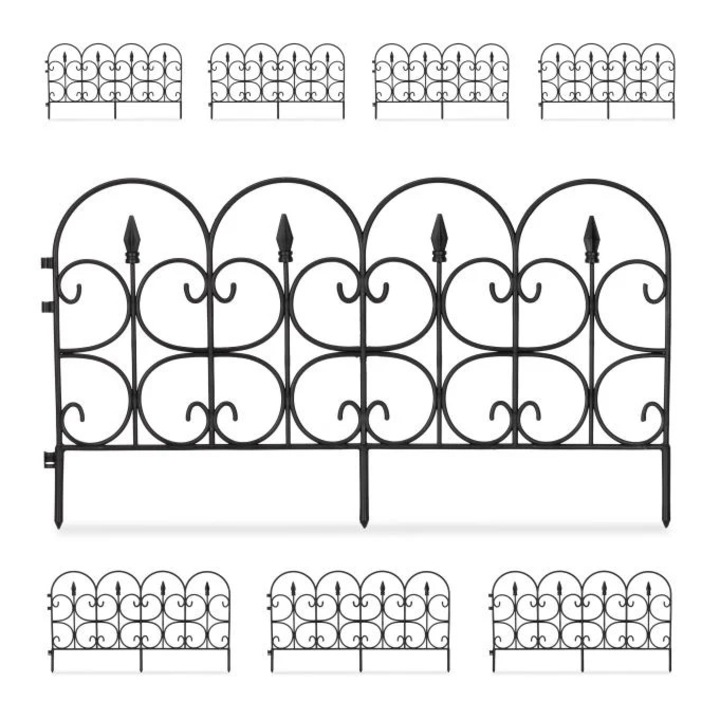 Комплект от 8 декоративни аксесоара за градина, B2X, черна ограда, 72x39, 5x6, 8cm