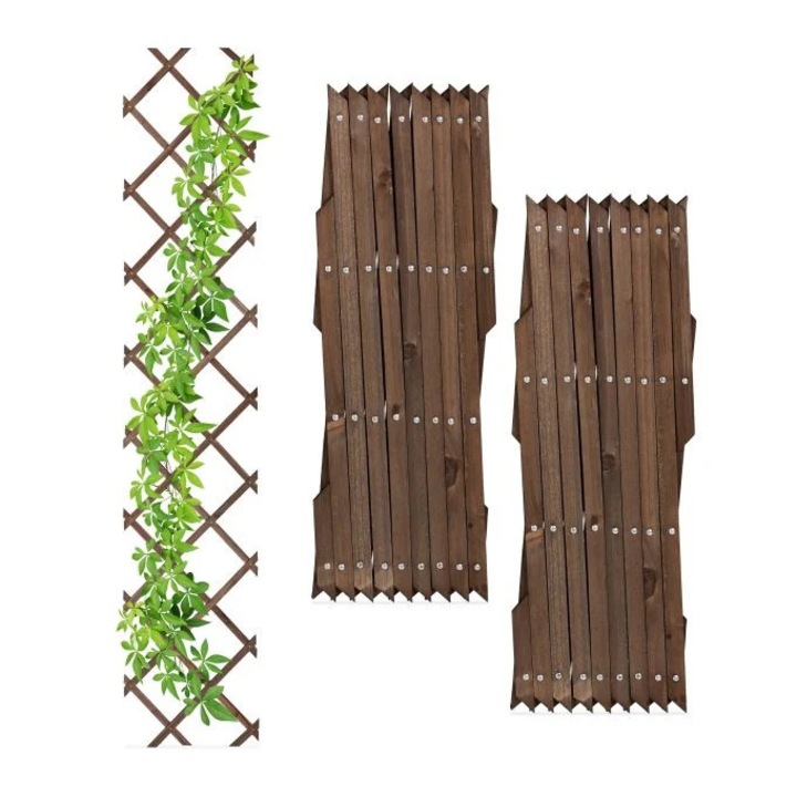 Kihúzható lucfenyő fa rács, 3 darabos készlet, állítható méret, függőleges/vízszintes rögzítés, 53,4x18,5x6,3cm