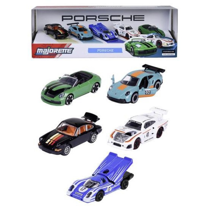 Set cadou Majorette cu 5 mașinuțe - Porsche (8502105002)