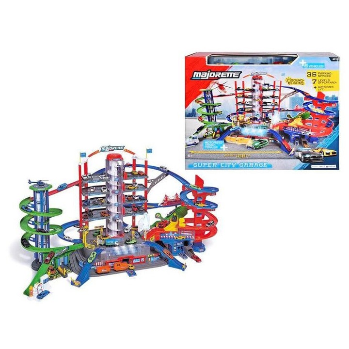Set de joacă garaj Majorette Super City cu 6 vehicule (8502009001)