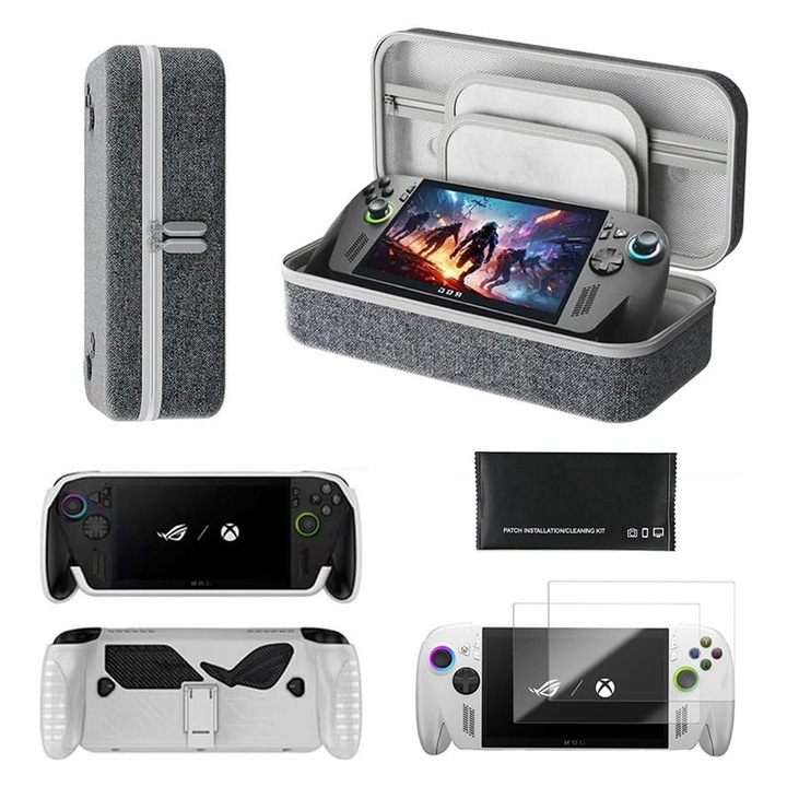 Комплект аксесоари ROG Xbox Ally X / ROG Xbox Ally, с транспортен калъф за конзола, Защитен калъф, 2 протектора за екран, Бял, KINGTRONG®