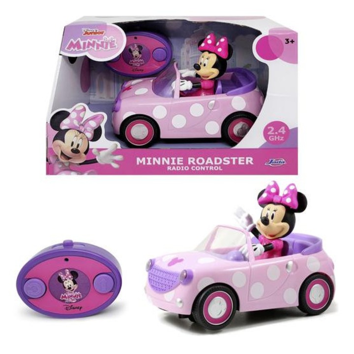 Junior mașină de jucărie cu telecomandă, Jada Toys 9333456214R00 Minnie Roadster RC cu figurină