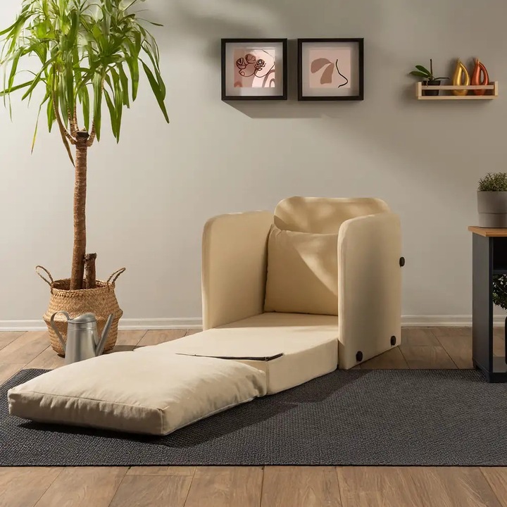 Fotoliu Extensibil Saga, bej, 200 cm x 60 cm