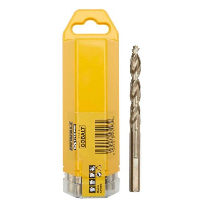 Set 10 burghie, Industrial Cobalt HSS-E Extreme 7x109mm DeWALT DT4936