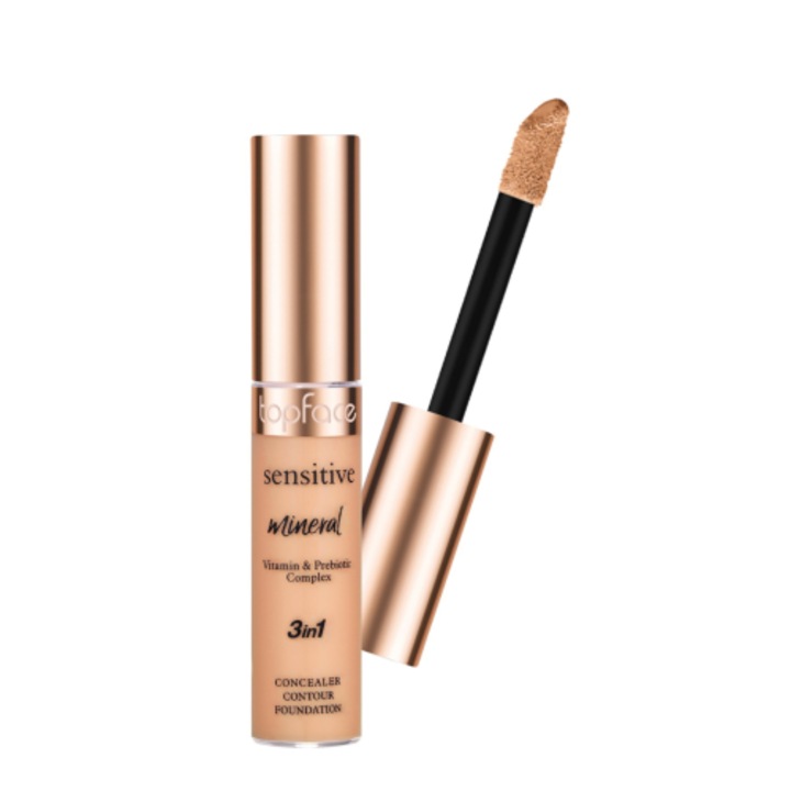 Corector Sensitive Mineral 3 in 1, Topface, nr. 005, Corector, Concealer si Contur intr-un Singur Gest de Perfectiune, 12ml