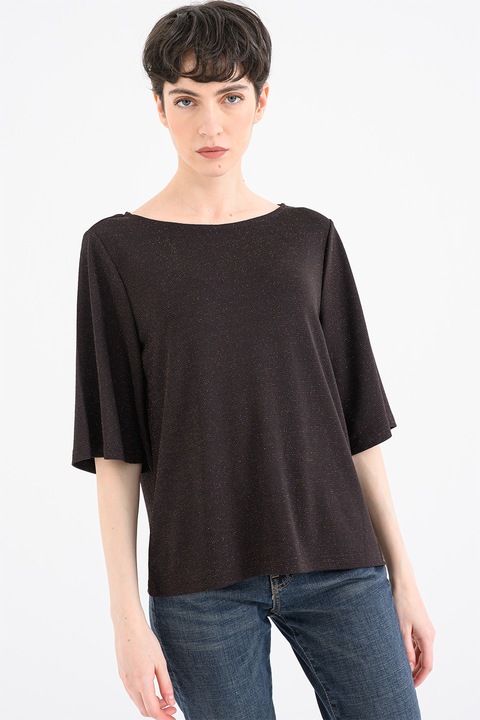 Vero Moda, Bluza cu insertii din lurex, Gri inchis melange