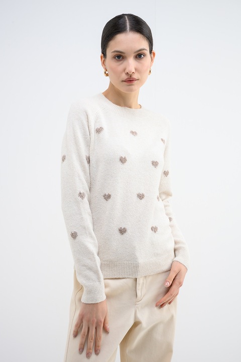 Vero Moda, Pulover cu inimi Doffy, Maro/Bej deschis, S