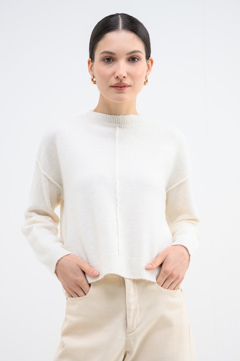 Vero Moda, Пуловер с паднали ръкави, Мръснобял