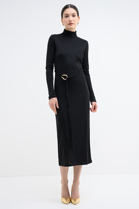 Vero Moda, Rochie midi cu un cordon Louisa, Negru