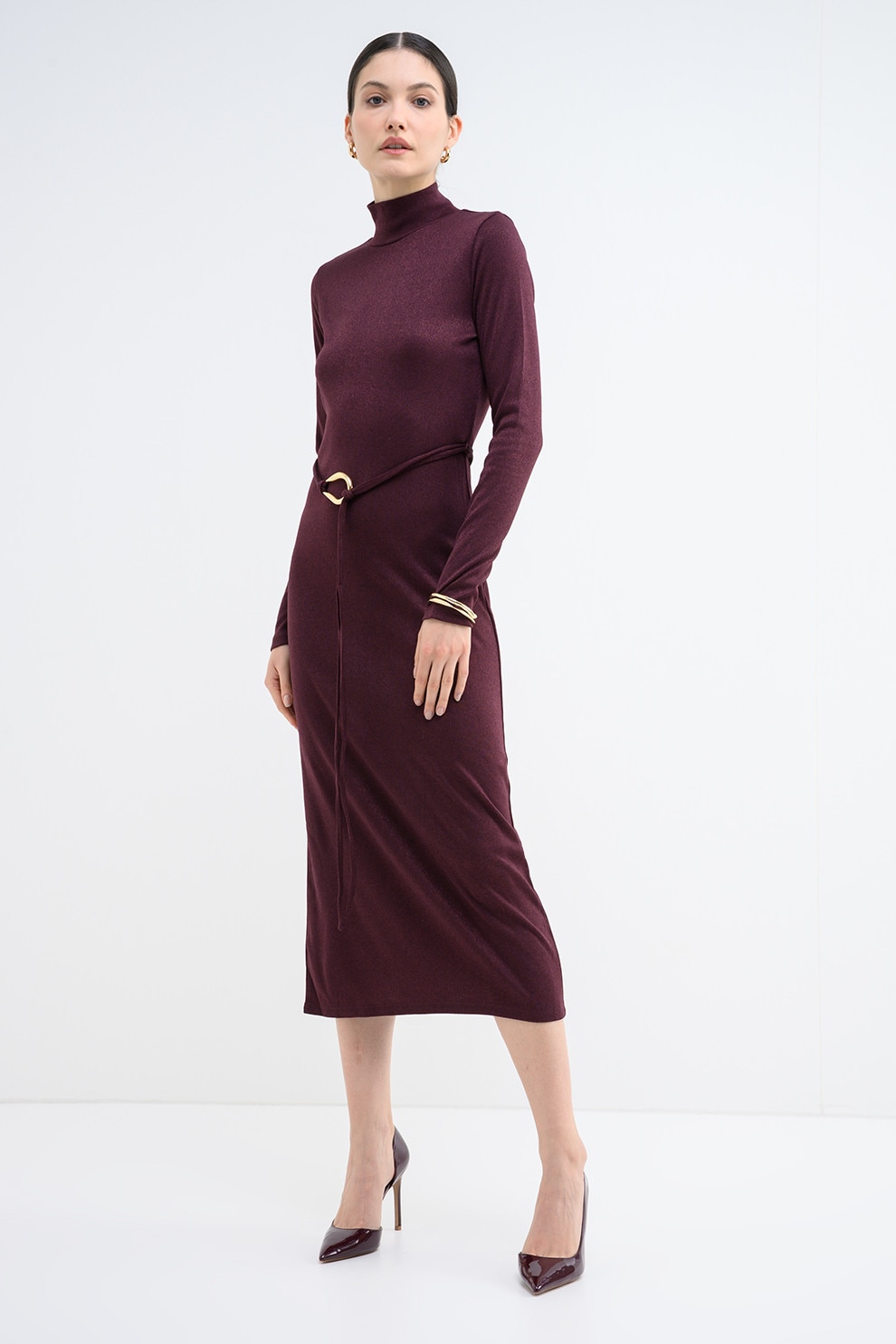 Vero Moda, Rochie midi cu un cordon Louisa, Violet tyrian, M